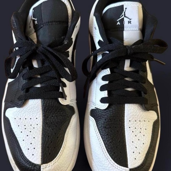 Nike Black and White Split Leather Low-Top Sneakers